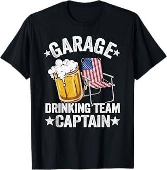 4th Of July Beer American Flag Garage Drinking Team Captain T-Shirt for Women Men