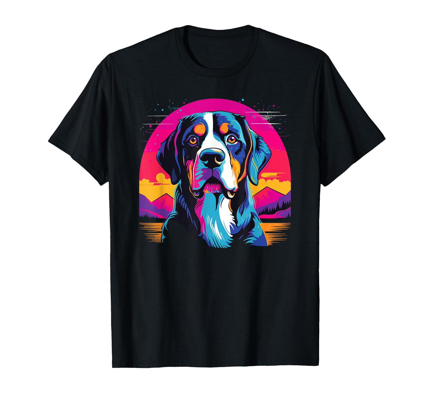 Watercolor Colorful Greater Swiss Mountain Dog T-Shirt for Men Women Kids