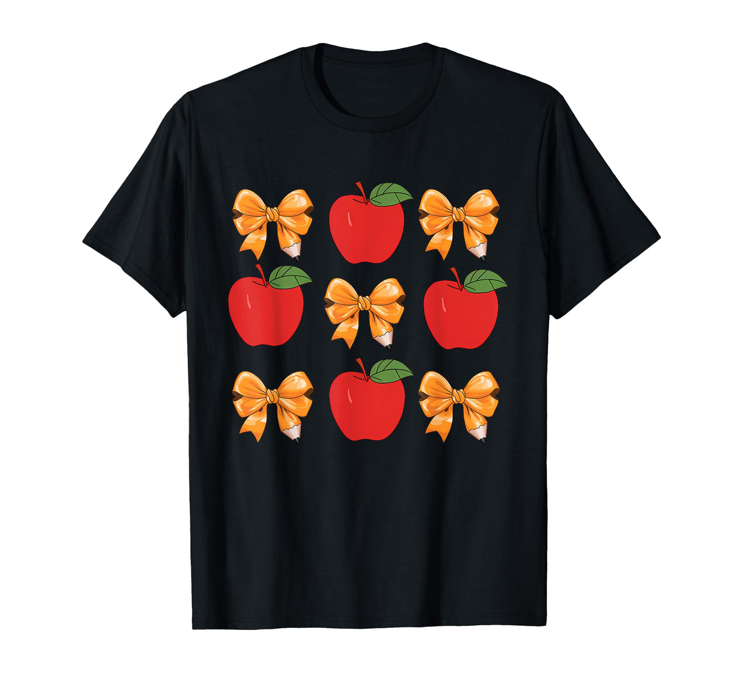 Teacher Coquette Pencil Bow And Apple Teacher Appreciation T-Shirt for Men Women Girls Kids