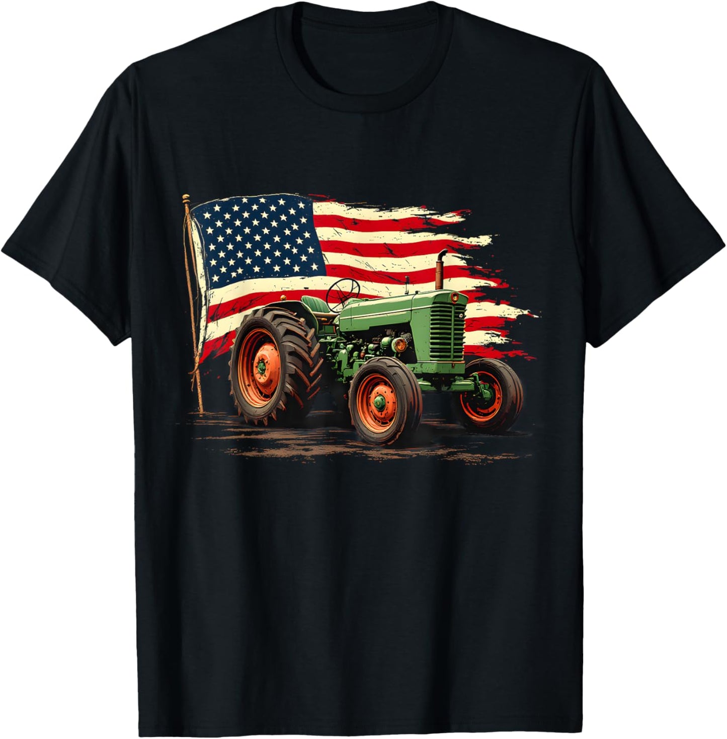 Tractor American Flag Patriotic Farming 4th of July T-Shirt