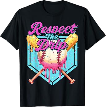 Baseball Drip Boys Home Plate Youth sports Respect The Drip T-Shirt