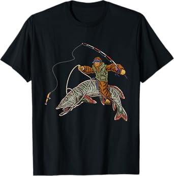 Muskie Fishing Tiger Musky Hunting Bigfoot Fishermen T-Shirt