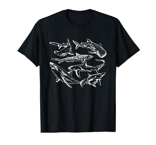 Retro Shark Specie Ocean Marine Lover Fish Summer Men Women T-Shirt