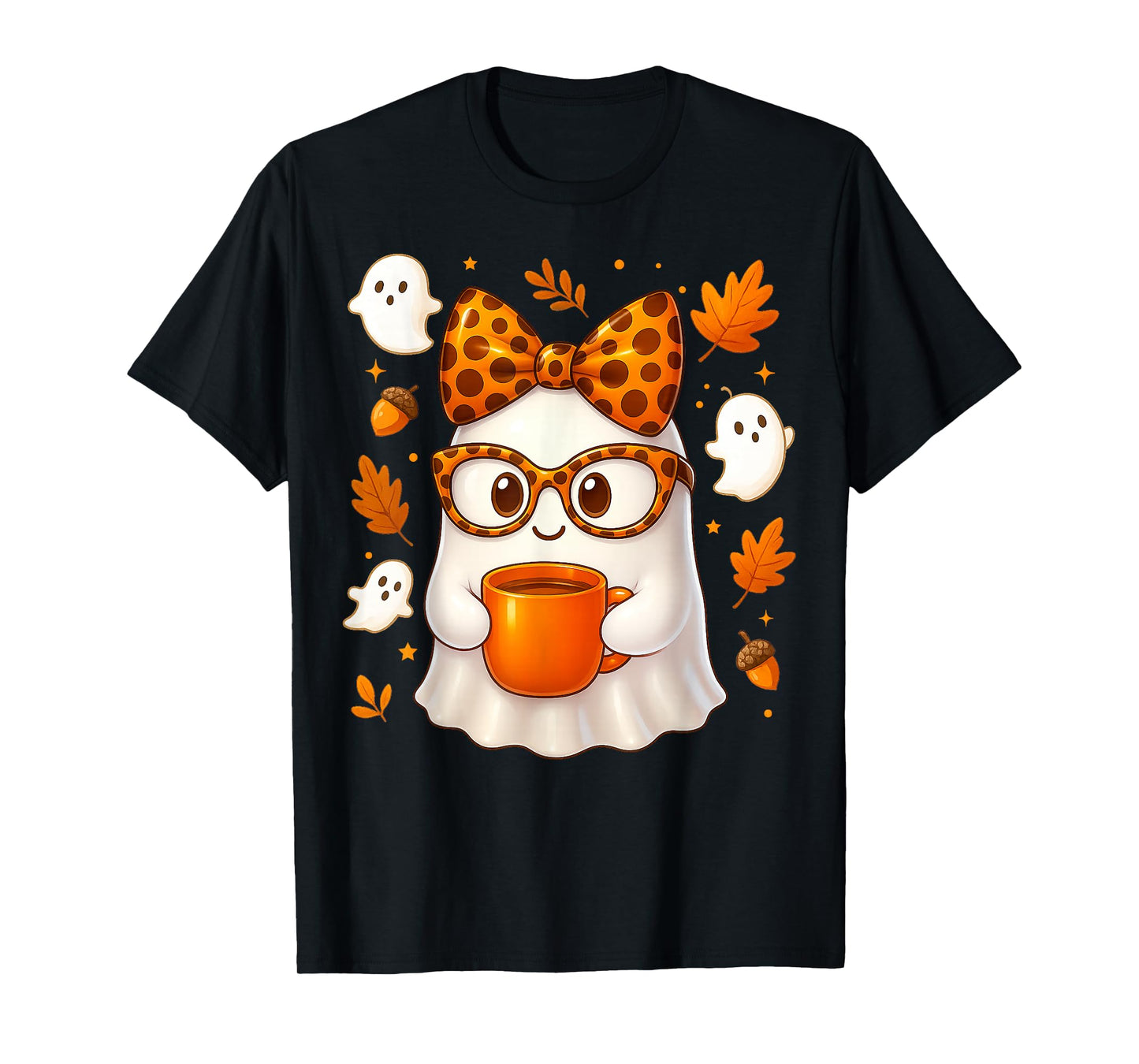 Cute Boo Ghost Coffee Pumpkin Spice Fall Autumn Women Girl T-Shirt