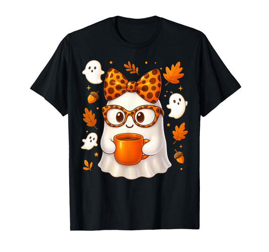 Cute Boo Ghost Coffee Pumpkin Spice Fall Autumn Women Girl T-Shirt