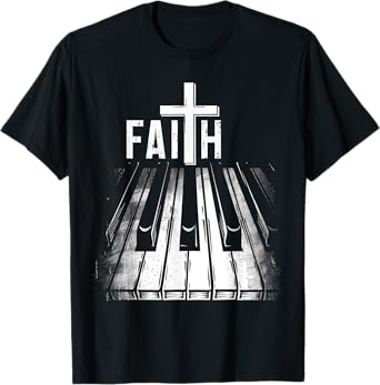 Piano Christian Faith Cross Classical Music Organ Pianist T-Shirt