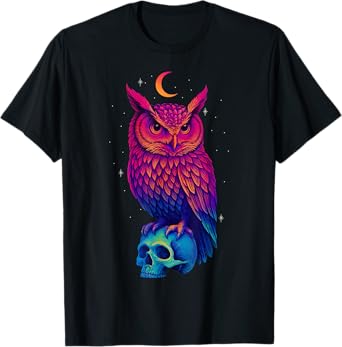 Owl Animal Lover Skulls Halloween Men Women T-Shirt