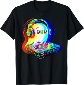 House Music ghost dj Optical Illusion EDM halloween Rave DJ T-Shirt