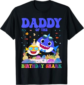 Funny Daddy Of The Birthday Shark Kids Family Bday Matching T-Shirt