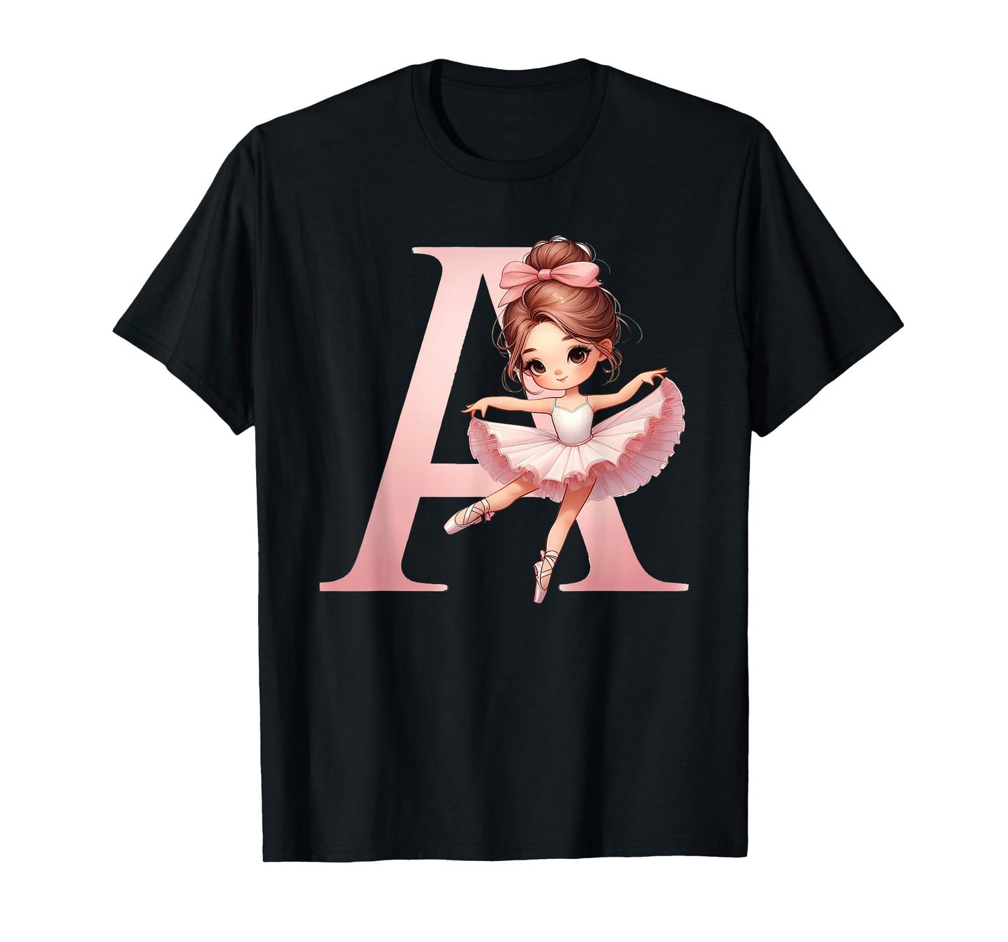 Ballerina Girl Dancing Name First Letter A Girly Tutu Ballet T-Shirt