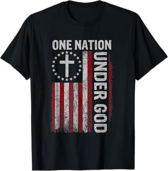 Vintage Us Flag One Nation Under God 4th Of July Patriotic T-Shirt