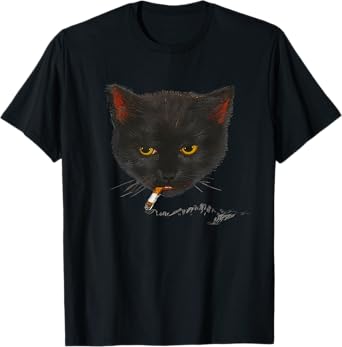 smoking cat graphic T-Shirt