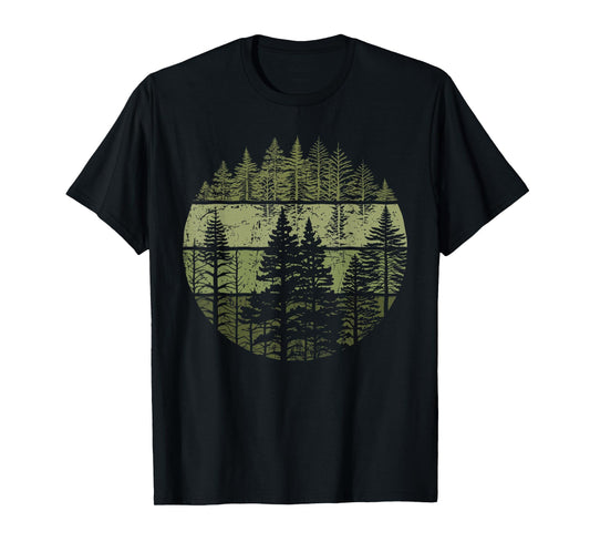 Retro Wildlife Trees Outdoors Nature Forest Vintage T-Shirt