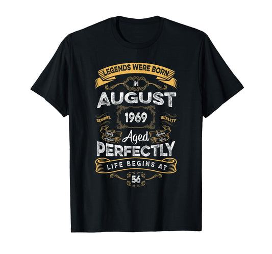 Vintage 56th Birthday Legends Were Born In August 1969 T-Shirt