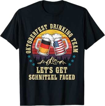 Retro Oktoberfest Team Lets Get Schnitzel Faced German Men T-Shirt