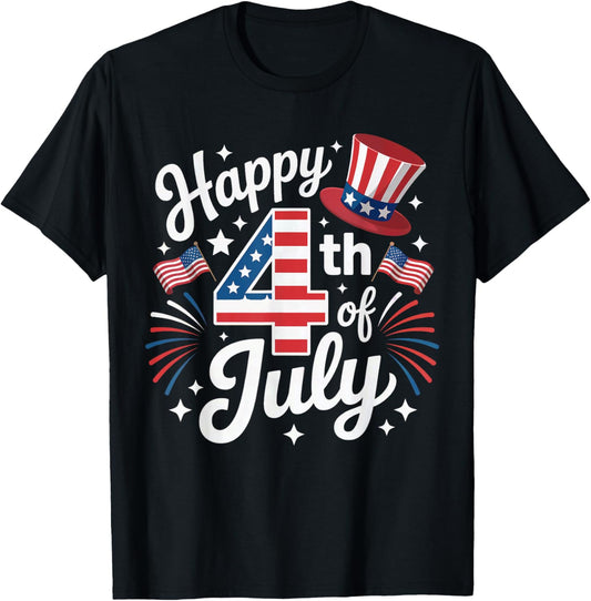 Happy 4th Of July Patriotic American Flag Usa Kids Boy Girls T-shirt