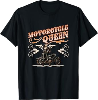 Motorcycle Queen Vintage Motorbike Lady Biker Girl Women T-Shirt
