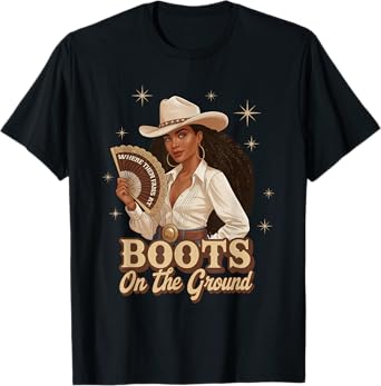 Boots On The Ground Juneteenth Cowgirl Where Them Fans At T-Shirt