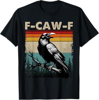F-Caw-F Black Crow Black Bird Retro Sunset Vintage F-Caw-F T-Shirt