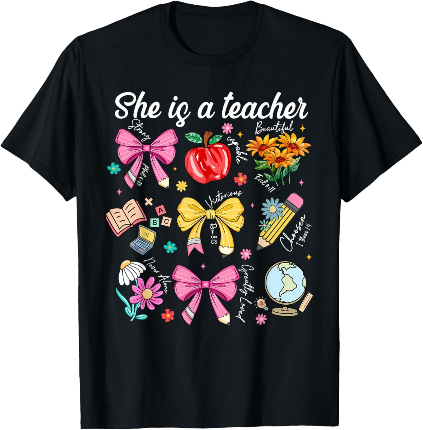 Strong Chosen Teacher She Is Back To School First Day Inspirational T-shirt by TeeBrew