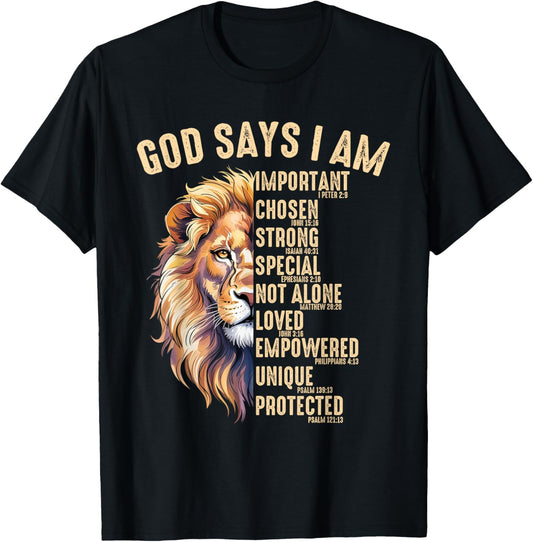 Christian God Says I Am Lion Jesus Son Father Men's T-Shirt