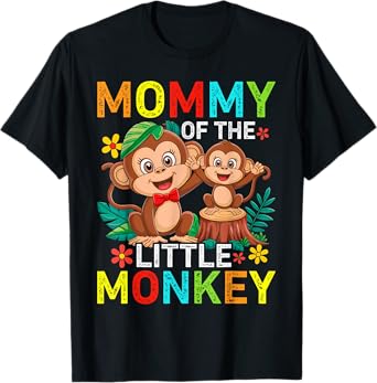 Mommy Of Little Monkey Birthday Family Matching T-Shirt