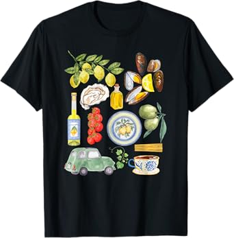 Italian Summer Scrapbook with Limoncello seafood coastal T-Shirt
