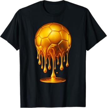 Gold Soccer Ball Dripping Gold Soccer Drip Soccer Goal Net T-Shirt
