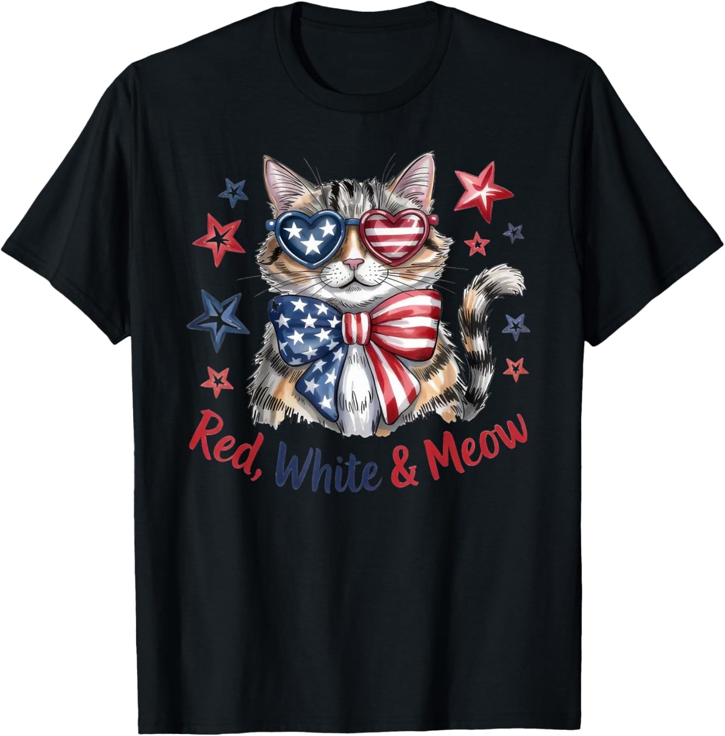 Red White & Meow Patriotic Cat Mama T-Shirt