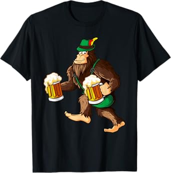 Funny Bigfoot Lederhosen Prost Beer Mug Beerfest Oktoberfest T-Shirt