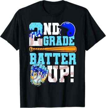 2nd Grade Back To School Baseball Drip Ice Cream Batter Up T-Shirt