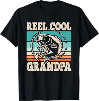 Reel Cool Grandpa Fishing Grandfather Retro Fathers Day Men T-Shirt