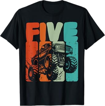 5th Birthday Monster Truck Five 5 Year Old Boys Kids Youth T-Shirt