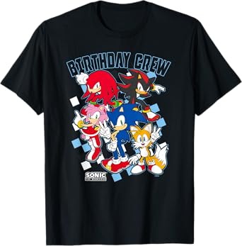 Sonic The Hedgehog Birthday Cre Group Shot Big Chest Logo T-Shirt