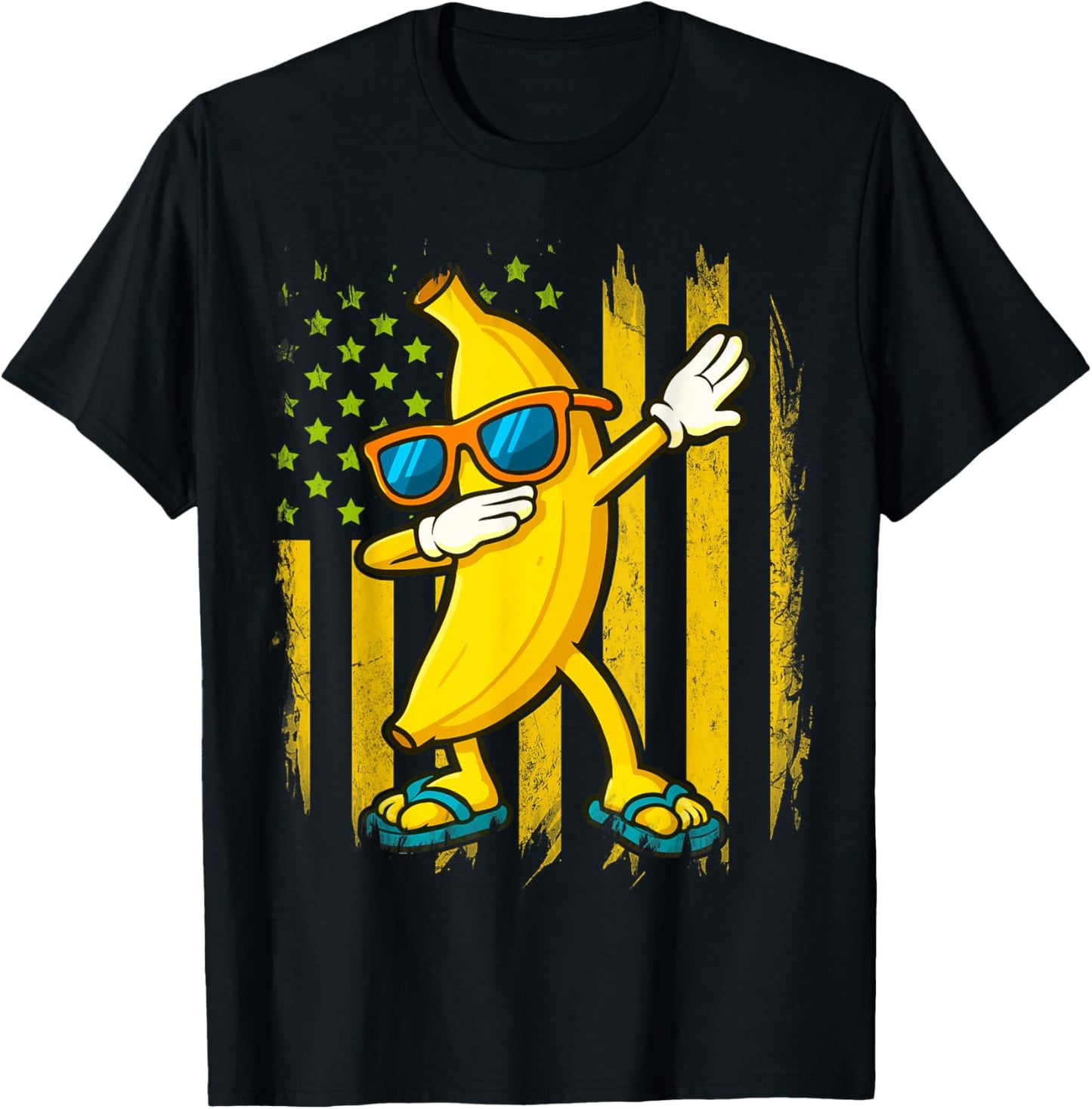 Graphic Banana Retro American Flag Dabbing Banana Lover T-shirt