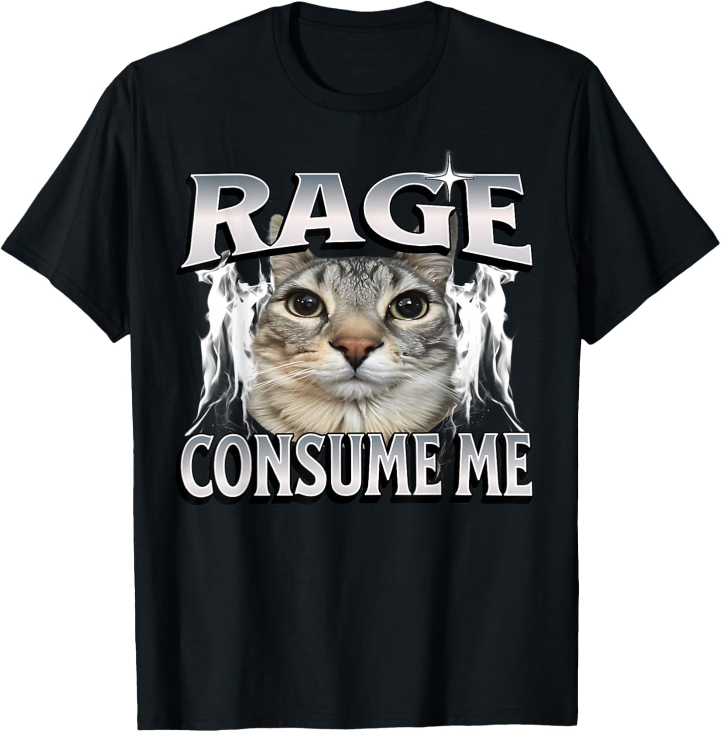Rage Is Consuming Me Staring Cat Meme Funny Brainrot Bootleg T-Shirt