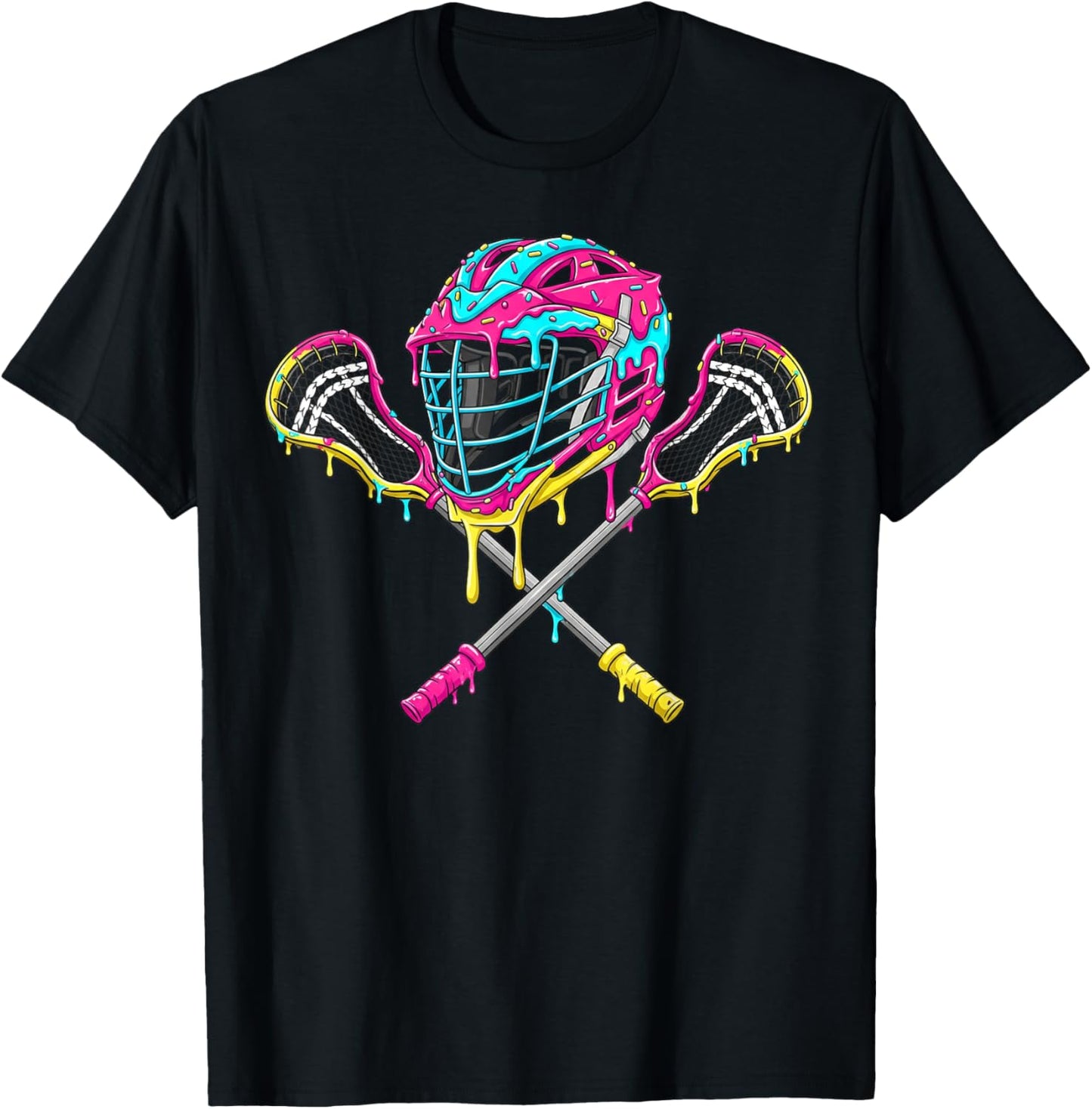 Lacrosse Helmet Sticks Sport Cute Ice cream Dripping T-Shirt