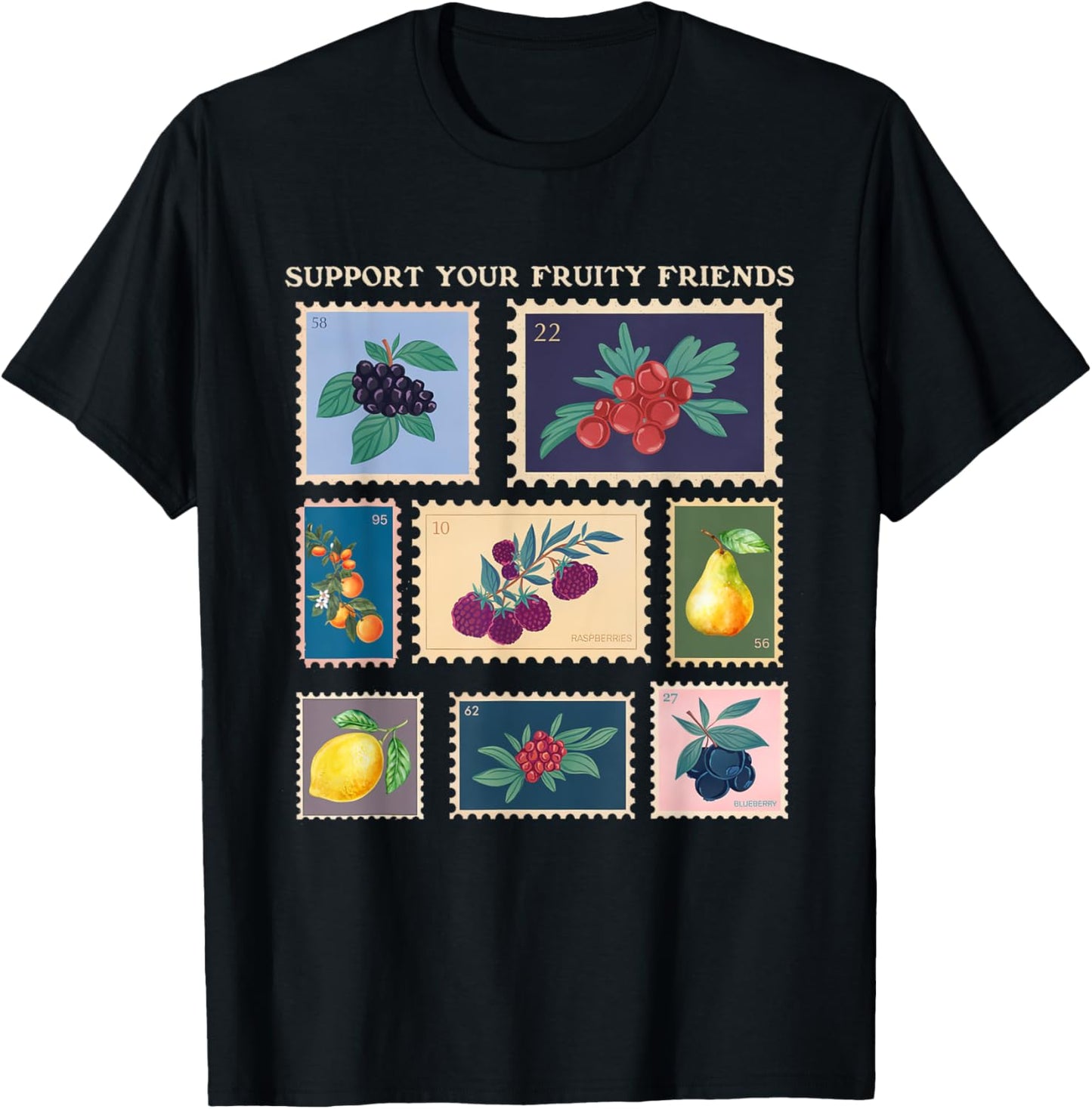 Support your Fruity Friends Fruit Vintage Stamps LGBTQ Pride T-Shirt