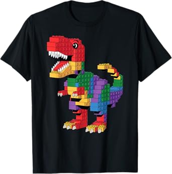 Master Builder Men Boys Kids Building Bricks Dinosaur T-Rex T-Shirt