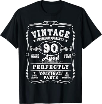 Vintage 90th Birthday Decorations Men Gag Funny 90 Birthday T-Shirt