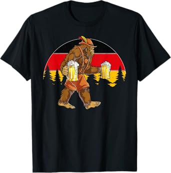German Bigfoot Sasquatch Beer Lederhose Funny Oktoberfest T-Shirt