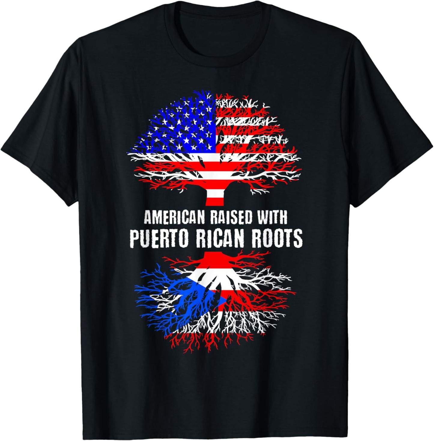 American Raised With Puerto Rican Roots USA Flag Puerto Rico T-Shirt