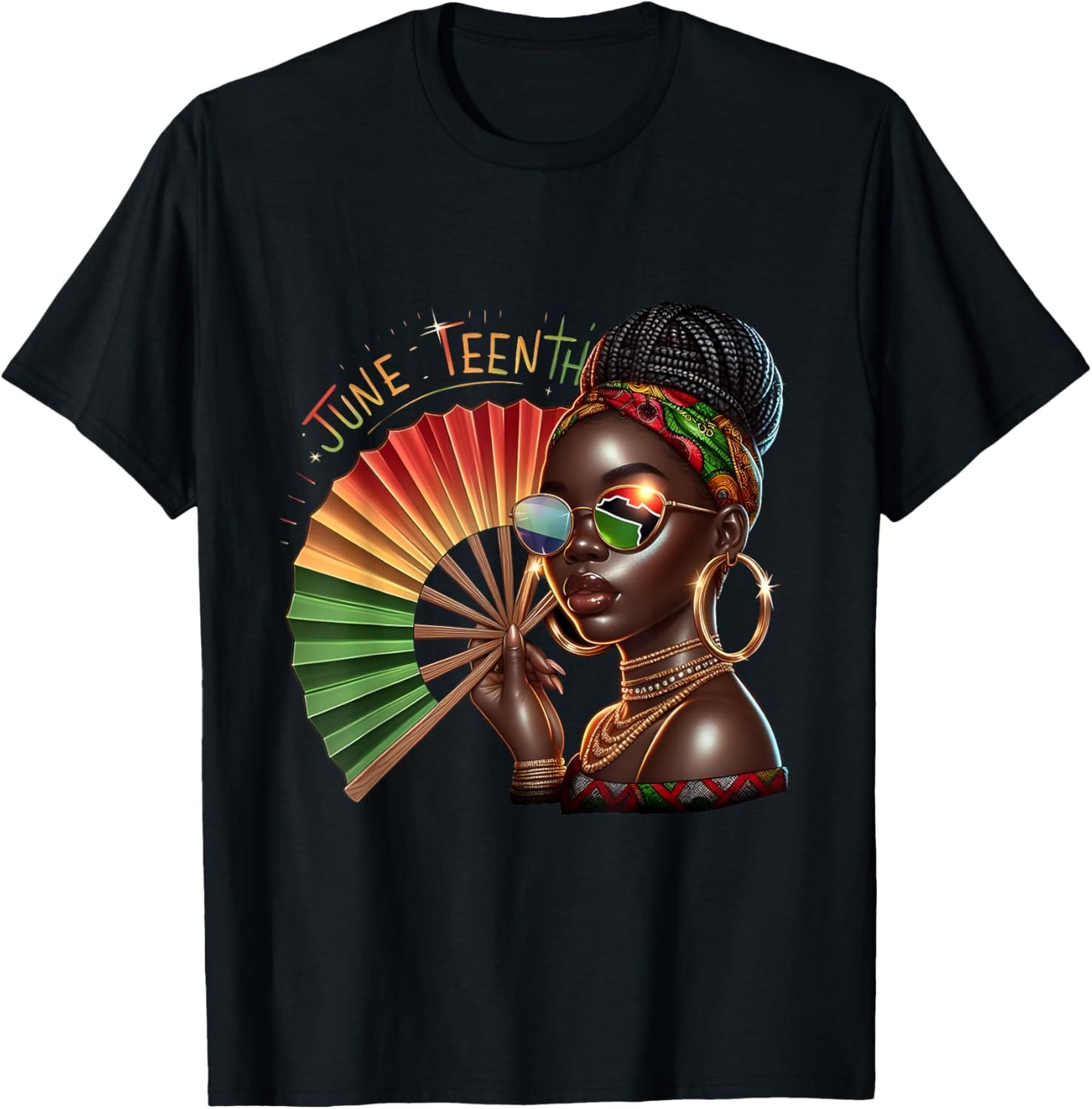 Freedom Day Afro Melanin Pride Juneteenth Clack Fan 1865 T-Shirt