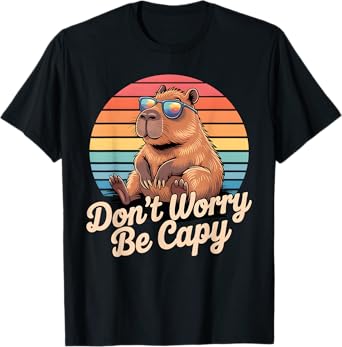 Dont Worry Be Capy Funny Capybara Retro Men Boys Kids Women T-Shirt