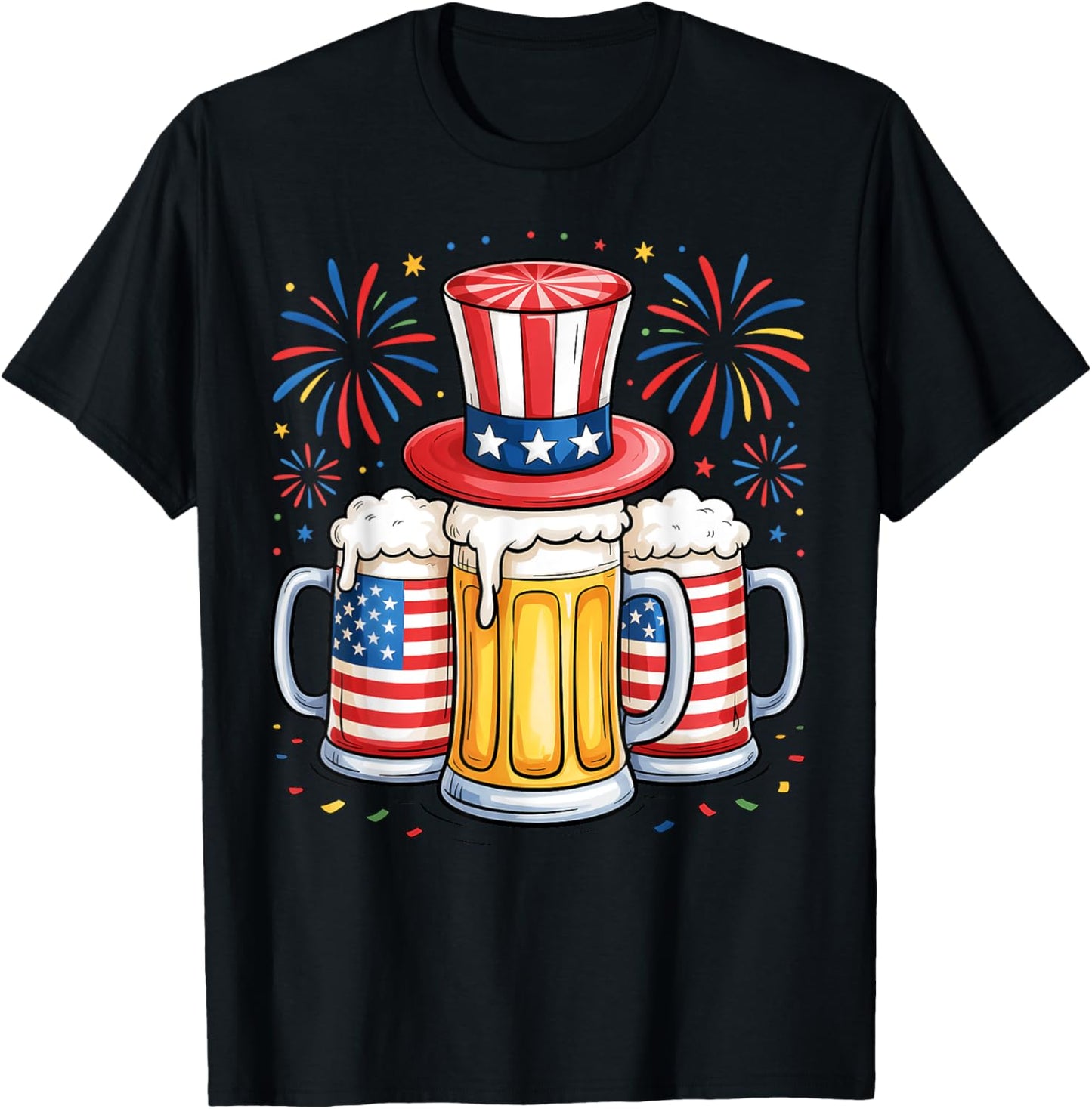 Happy 4th Of July Beer American Flag Mug Hat Men Women T-shirt