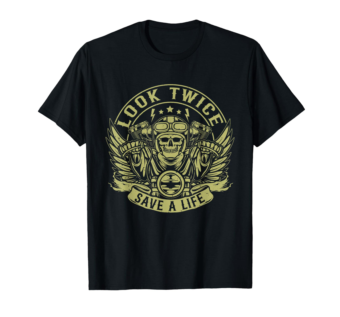 Look Twice Save A Life Funny Motorcycle Biker Riding T-Shirt