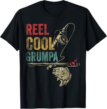 Mens Vintage Reel Cool Grumpa Fish Fishing Fathers Day T-Shirt