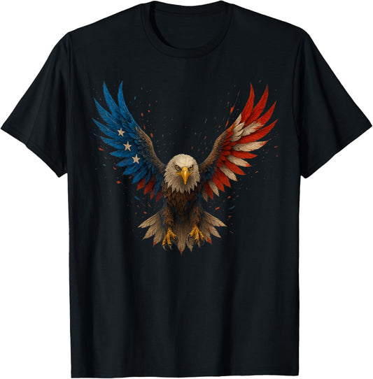 Patriotic Bald Eagle With American Flag, For 4th Of July T-shirt