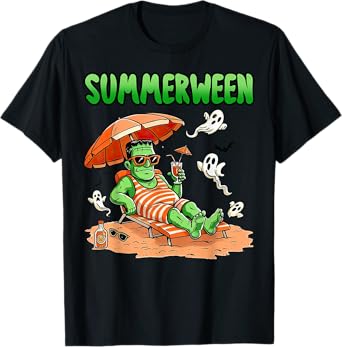 Summerween Halloween Hello Summer Frankenstein Boo Ghost T-Shirt