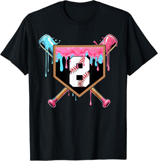 8th Birthday Boy Baseball Birthday Party 8 Year Old T-Shirt